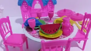 13 Minutes Satisfying with Unboxing Pink Doll Bed House , Kitchen Play Set Review Toys｜ASMR