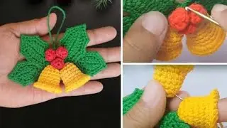Holly bell 🔔 crochet pattern @_artzy_craftzy #crochet #pattern