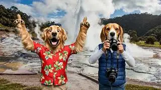 Miguelin and Paco  visit Te Waakare warena Geothermal Valley and see the Pohutu geyser. #geyser 