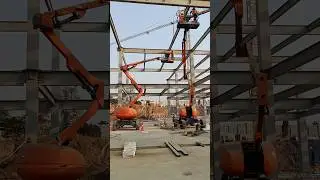 Boom lift  for fixing structural  beam                  #construction