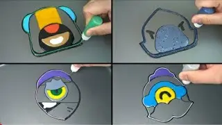 brawl stars emoji pancake art - crow , leon ,  tara , barley .| brawl stars