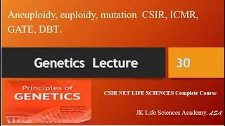 Lecture No 30:Aneuploidy, euploidy, trisomy,tetrasomy,downs syndrome  mutationCSIR, ICMR, GATE, DBT