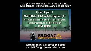 On Time Logix LLC, (662) 268-9558, MC# 1588215, DOT# 4141846