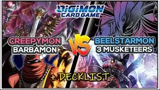 Creepymon ft. Barbamon vs Three Musketeers • ST22 Gameplay + Decklist | DCGO | Digimon TCG