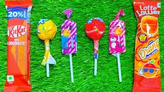 ASMR Most Popular Candys / some lots of colorful rainbow lollipop candy / unpacking chocolate eat