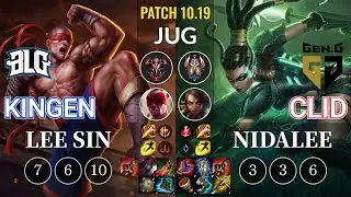 BLG Kingen Lee Sin vs GEN Clid Nidalee Jungle - KR Patch 10.19