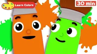 Learn Colors for Babies w Petey Paintbrush | Toddler Learning Video | All colors | First University