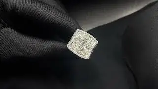 MOISSANITE DIAMOND CRUCIFIXION JESUS STAMP RING IN STERLING SILVER