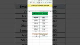 SMALL Function in Excel | Advanced Excel Formula #excel #exceltutorial #exceltips