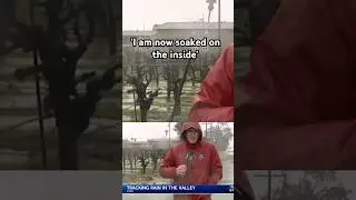 Reporter Mike TeSelle's weather jacket proved no match for the rain in Northern California