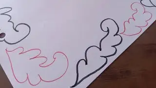 How to draw simple paper border design | Black-Red border decoration design | Quick and easy