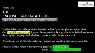The English Language Club | Positive Talks
