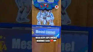 #Messi has a sticker on his locker of him, Di Mar&iacute;a and Otamendi holding the Copa Am&eacute;rica trophy ❤️