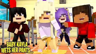Baby Kayla WETS HER PANTS IN FRONT of her FRIENDS IN SCHOOL... Minecraft