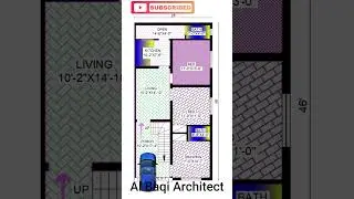 23'-0'' x 46'-0'' House Plan with 3BHK | Detailed Layout #home #23x46