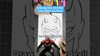 Drawing, But I Can ONLY Use The Color BLUE! 🤯 Dare Devil #art #shorts #daredevil
