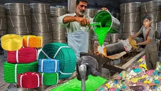 Amazing Recycling Discarded Garbage Bags to Make Plastic Packing Rope Factory Process