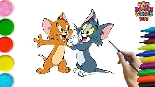 How to Draw Tom And Jerry | Easy Cartoon Drawing for Kids 🖍️ | Fun Coloring & Nursery Rhymes