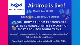 New airdrop: Metacraft (MCRT) | Total Reward: $30,000 worth of MCRT