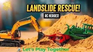 LANDSLIDE DISASTER! RC Excavator & Bulldozer to the Rescue | Music fun for kids.