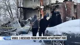 Video: Child, two adults rescued from third floor in Wyoming apartment fire