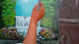 acrylic painting tutorial waterfall  painting /Acrylic/overlooking sea painting