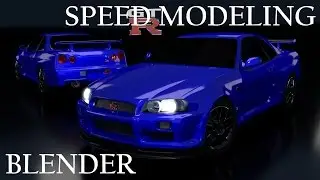 Nissan Skyline GT-R R34 | Blender Timelapse Car Speed Modeling Blenderでモデリング