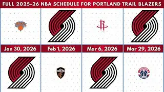 Portland Trail Blazers | Full 2025-26 NBA Schedule