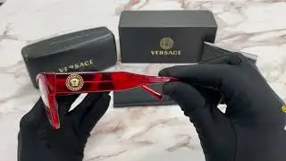 Versace Eyeglasses Model-3281-B-A Color-5323 Transparent Red Gold Medusa Logo
