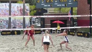 See USC's Delaney Karl and Gabby Walker Win their Beach Volleyball Match Against Washington