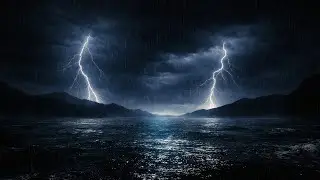 Powerful Ocean Rainstorm with Non-Stop Thunder for Deep Sleeping | Dimmed Screen Sleep Sounds
