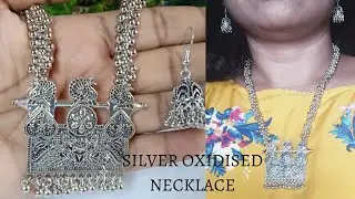Simple Silver Oxidised Necklace/ Handmade Necklace Making at home /Jewellery Making Tutorial
