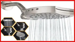Suptaps 6 Inch High Pressure 4 Settings Rain Shower Head, Fixed Waterfall Showerhead