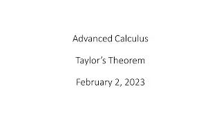 Advanced Calculus - Taylor's Theorem