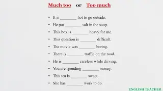 English Grammar Exercise-/Much too/Too much/#english#englishgrammar#education#learning#learnenglish 