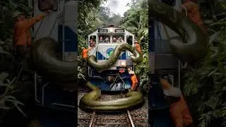 Emergency Rescue: Giant Snake Wrapped Around Train in the Jungle#AmazonRescue #WildlifeEncounte
