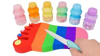 Relaxing ASMR Video ✨❤️ How to Cut a Rainbow Cake Feet with Kinetic Sand ASMR Hand sand cake