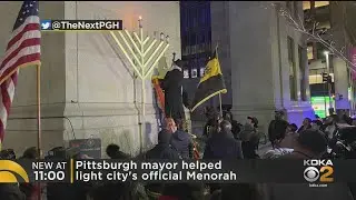Mayor Bill Peduto Helps Light Pittsburgh's Official Menorah