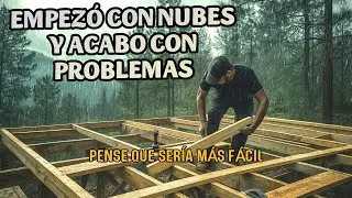 Construyendo cabaña en medio del bosque
