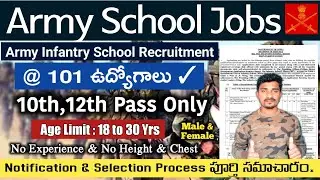 Army Infantry School Mhow Recruitment | 101 Posts & 10th Pass | Indian Army Jobs in telugu