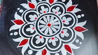 Saraswati Puja Special Big Round Alpona Design / Beautiful Alpona Design For Saraswati Puja #alpona 