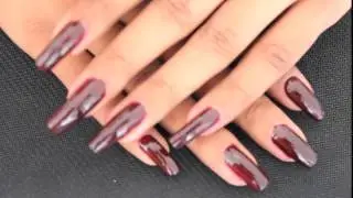 Dark red long nails by our model Beyonceesha (video 39)