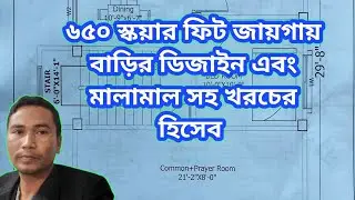 ৬৫০ স্কয়ার ফিট জায়গায় বাড়ির ডিজাইন এবং মালামালের সহ খরচের হিসেব | 