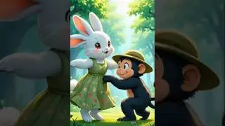 Benny and monkey dance each other #rabbitai #funny #bunnyai #shorys #reels #ai @monkey #viral