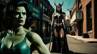 She-Hulk v Hela - 1950s - movie concept Trailer - [Hedra ai Luma ai].