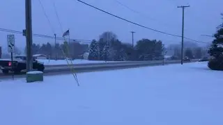 Heavy snow blankets the thumb area of Michigan