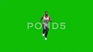 Young Black Man Running Green Screen Aninimation