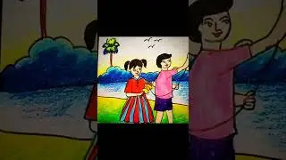 How To Draw Scenery Of Kite Flying Step By Step || Kite Festival Scenery Drawing || Sn'P Creation