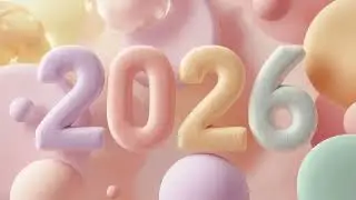 2026 Art 4K | Plush 3D Numbers in Pastel Tones | Minimal Abstract Background | 3 Hours | Screen TV