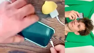 life hack check. Lemon charges the phone.